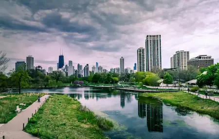 Image of a city with greenery